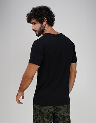 Round Neck Solid T-shirt 100% Cotton Fabric (Black)